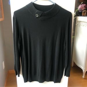 NWT FDJ Mock Neck 3/4 Sleeve Black Sweater
